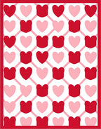 Red Pink Heart Lattice Overlay Rug