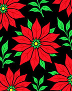 Bold Red Poinsettia Floral Cluster Rug
