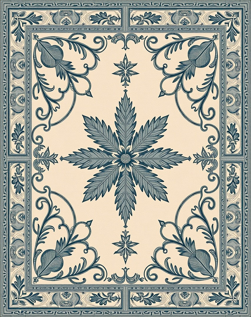 Elegant Teal Floral Arabesque Rug