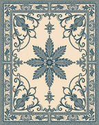 Elegant Teal Floral Arabesque Rug