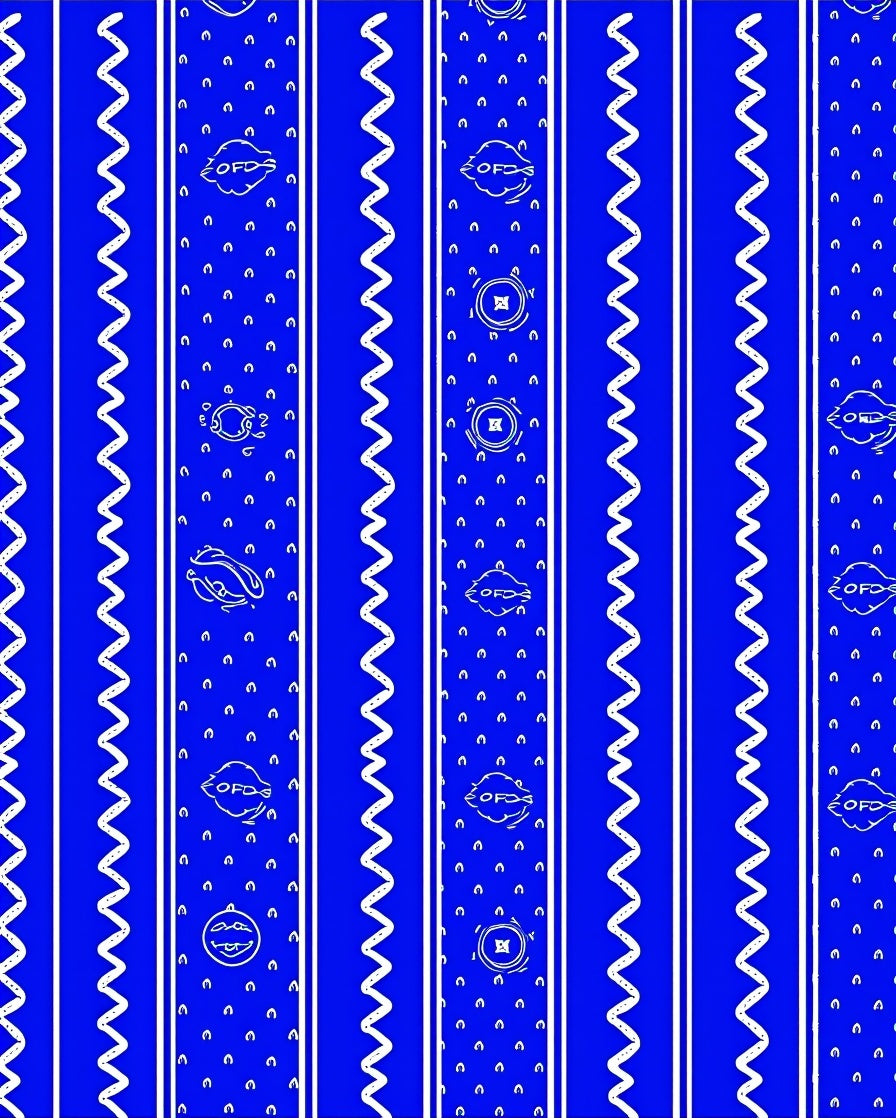 Bright Blue Vertical Stripe Collage Rug