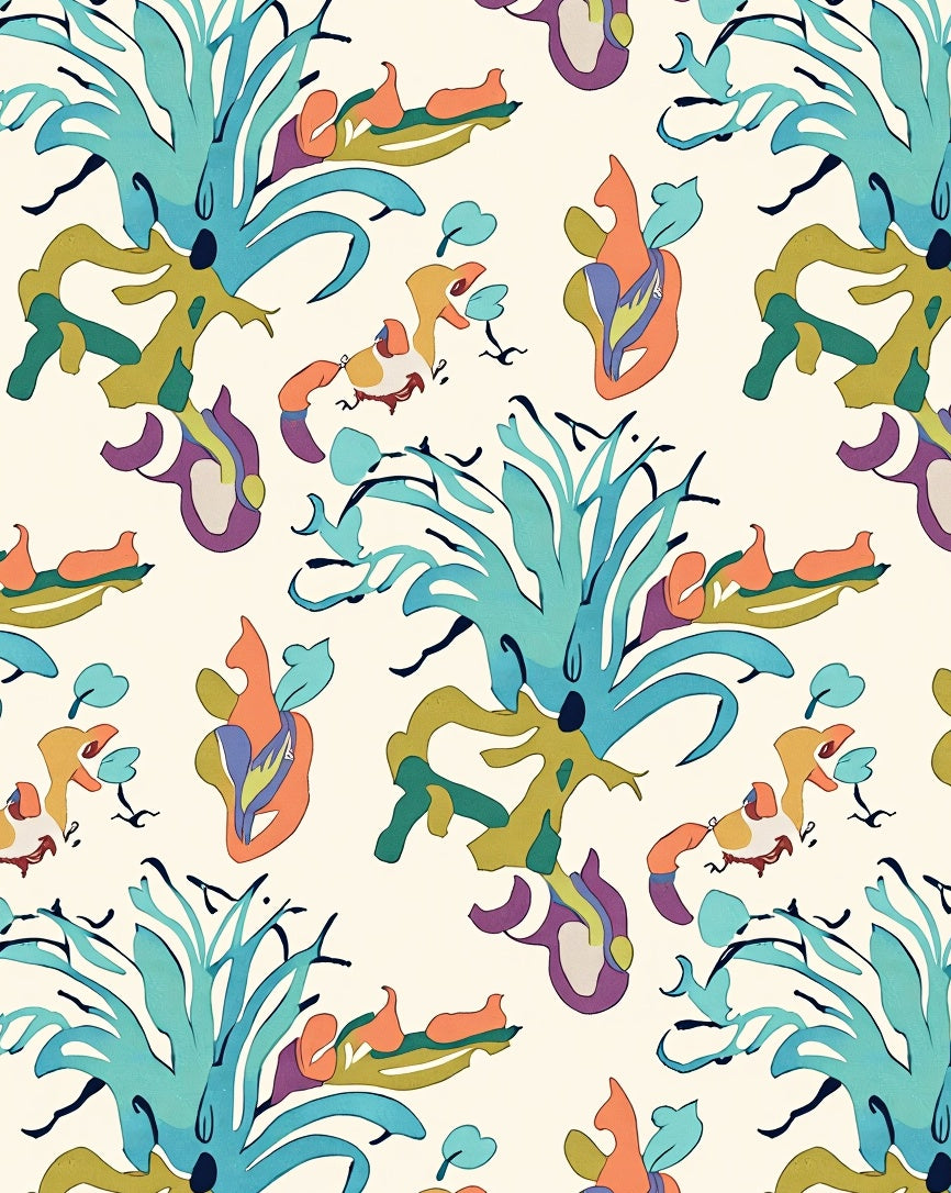 Eclectic Teal Orange Organic Abstract Rug