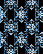 Blue White Geometric Hexagonal Medallion Rug