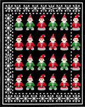 Festive Red Green Gnome Snowflakes Border Rug