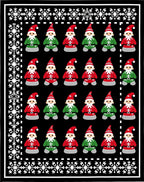 Festive Red Green Gnome Snowflakes Border Rug
