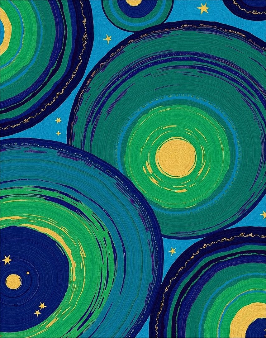 Vibrant Teal Swirl Galaxy Rug