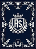 Navy Crest Laurel Emblem Rectangle Rug