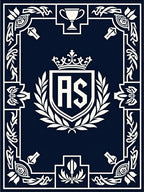 Navy Crest Laurel Emblem Rectangle Rug