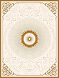 Golden Sunburst Medallion Scrollwork Border Rug
