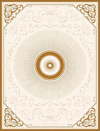 Golden Sunburst Medallion Scrollwork Border Rug