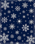 White Snowflake Snowfall Navy Rug