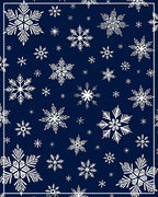 White Snowflake Snowfall Navy Rug