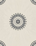Cream Gray Radial Petal Medallion Rug
