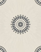 Cream Gray Radial Petal Medallion Rug