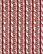 Crimson White Swirl Stripe Overlay Rug