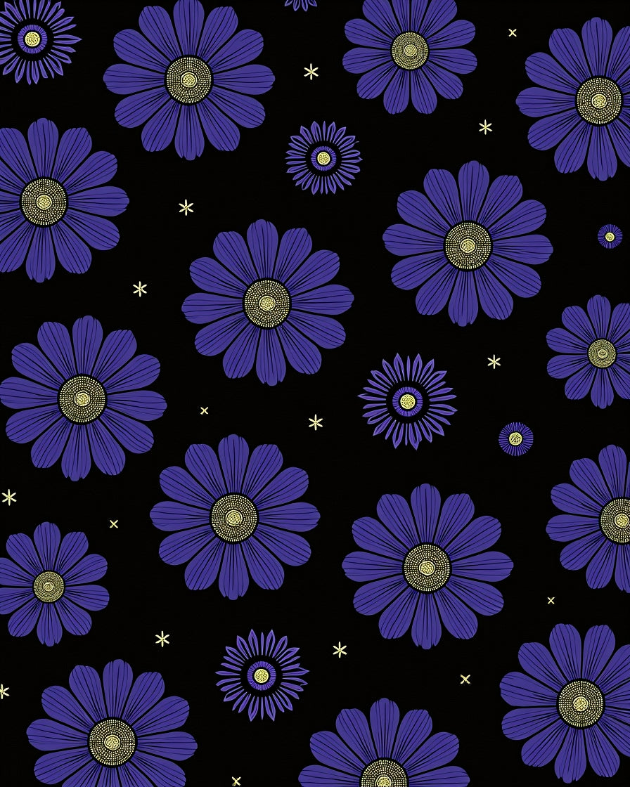 Dark Blue Daisy Meadow Rug