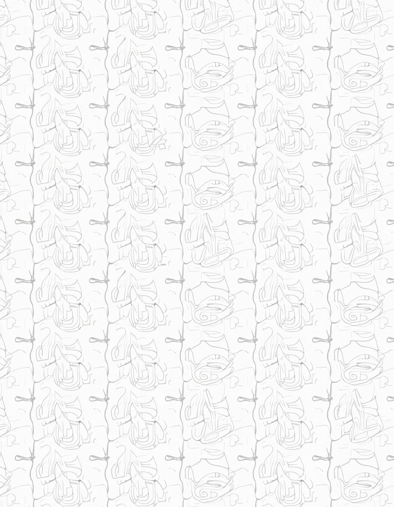 Abstract White Vertical Sculptural Lines Rug