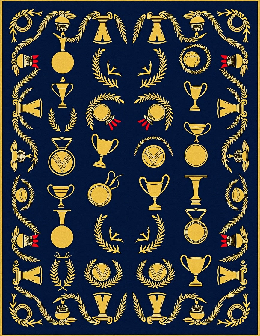 Golden Trophies Laurel Wreath Navy Rug
