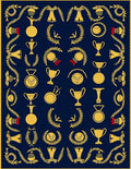 Golden Trophies Laurel Wreath Navy Rug