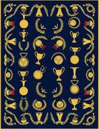 Golden Trophies Laurel Wreath Navy Rug