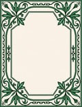 Green Leaf Art Nouveau Medallion Border Rug