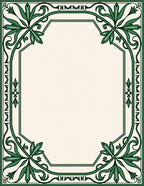 Green Leaf Art Nouveau Medallion Border Rug