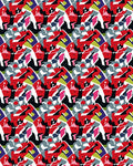 Bold Red Multicolor Abstract Fragment Rug