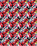 Bold Red Multicolor Abstract Fragment Rug