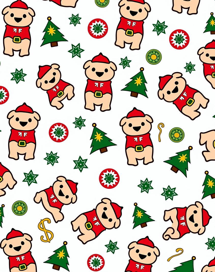 Whimsical Christmas Dog Trees and Stars Rug