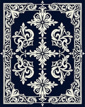 Classic Cream Floral Border Navy Rug