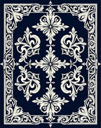 Classic Cream Floral Border Navy Rug