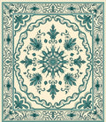 Teal Cream Vintage Floral Medallion Rug