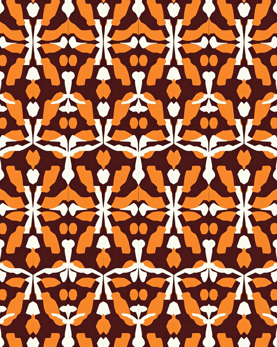 Bold Amber White Geometric Overlay Rug