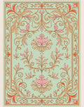 Ornate Mint Floral Scroll Rug