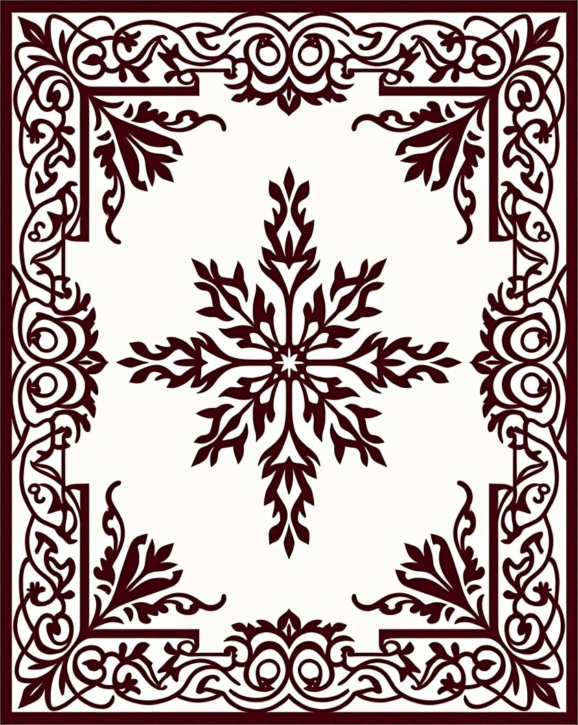 Deep Burgundy Scrollwork Star Medallion Rug