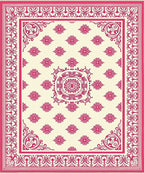Crimson Floral Medallion Damask Rug
