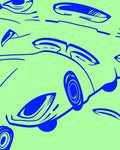 Bright Blue Abstract Car Lines Rug
