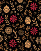 Crimson Gold Botanical Floral Medallion Rug