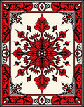 Crimson Floral Centerpiece Red Border Rug