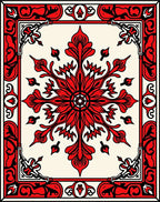 Crimson Floral Centerpiece Red Border Rug