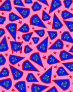 Pink Blue Geometric Starburst Rug