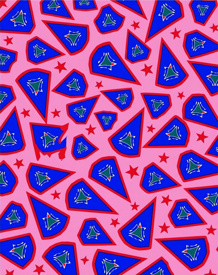 Pink Blue Geometric Starburst Rug