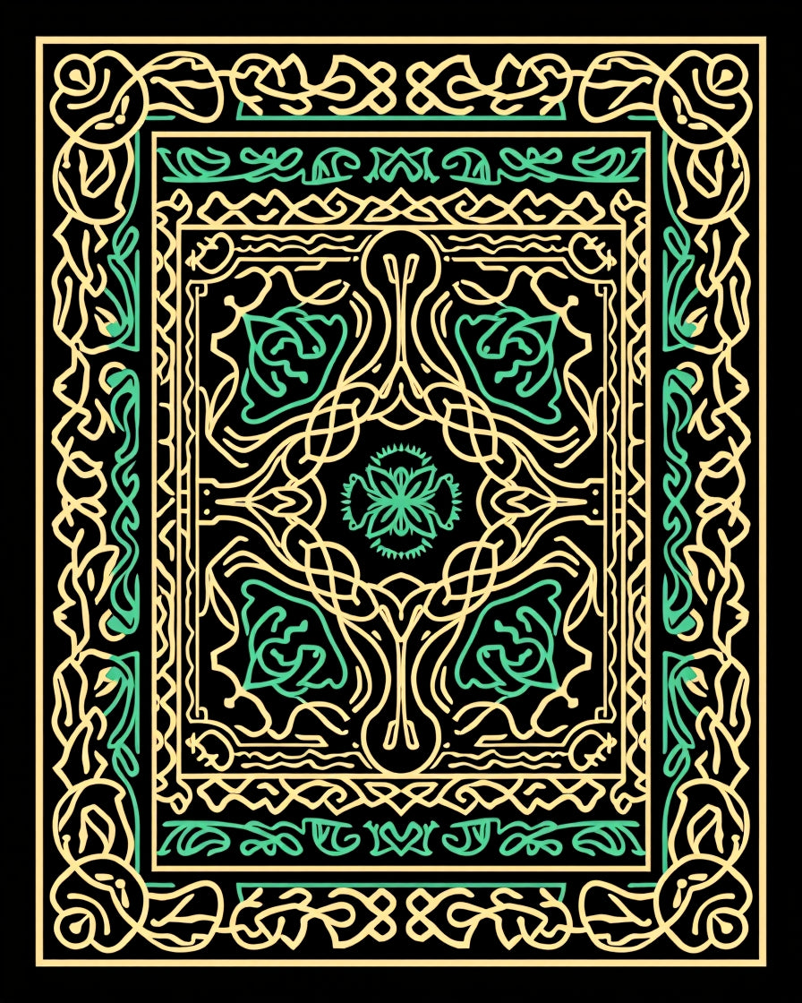 Yellow Green Interlaced Floral Medallion Rug