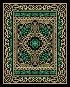 Yellow Green Interlaced Floral Medallion Rug