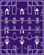 Bold Purple Geometric Number Grid Rug
