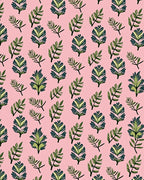 Pink Green Leafy Botanical Arrangement Rug