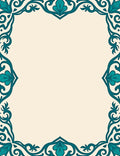 Elegant Teal Floral Scroll Border Rug