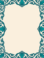 Elegant Teal Floral Scroll Border Rug
