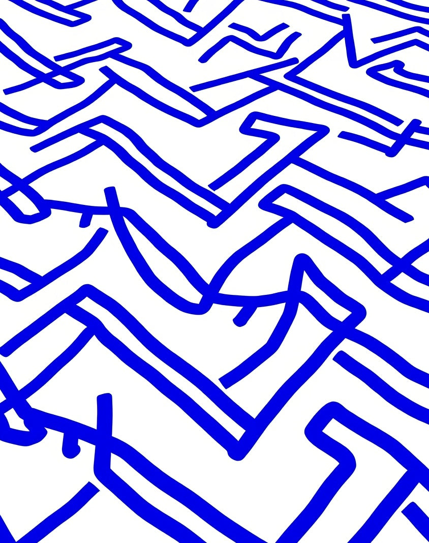 Bold Blue Abstract Geometric Lines Rug