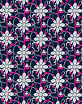 White Floral Navy Swirl Medallion Rug